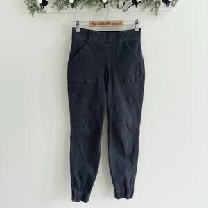 Spanx Stretch Mid Rise Twill Joggers Womens M Ankle Cuffed Shaping